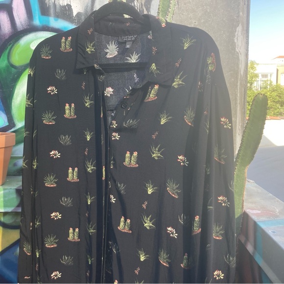 TOPSHOP CACTUS PRINT SHIRT DRESS - Picture 14 of 16